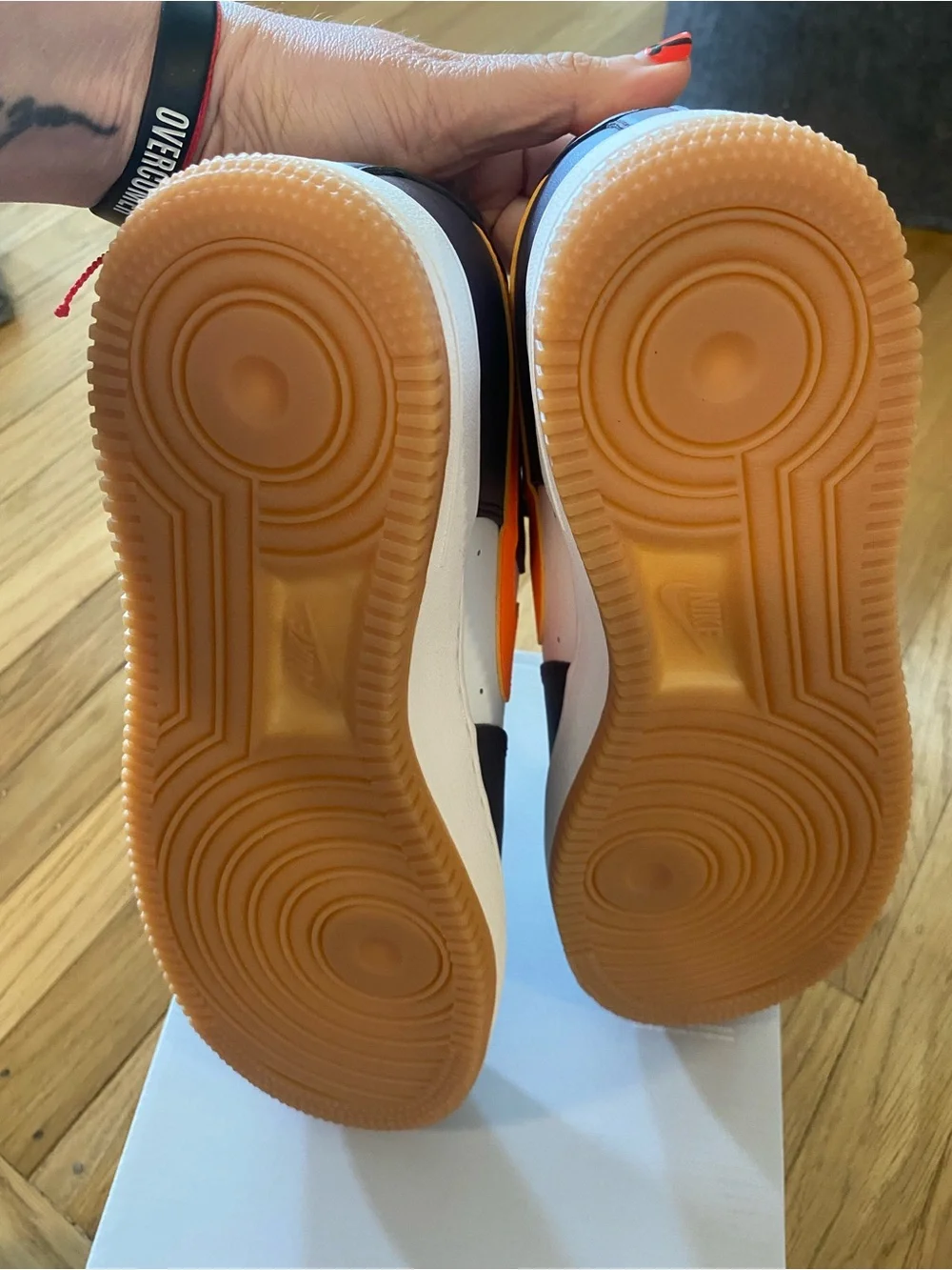 NEW Nike Air Force 1 (GS) Youth Shoes Navy & orange